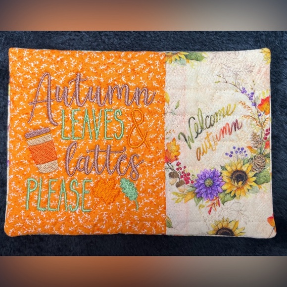 Hand Crafted Mug Rug Coaster Embroidered Cotton Fabric Padded Absorbs Liquid - Picture 1 of 5